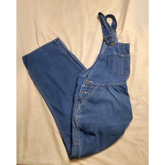 Vintage Sears Roebucks Overalls Farmer Carpenter Work Jeans Union Made USA 46x30 - Picture 1 of 5